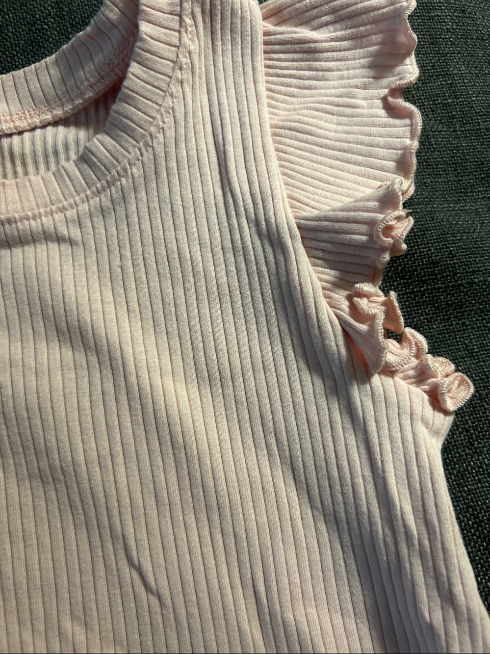 Girls' Ribbed Ruffle Sleeve Tank Top - Light Pink - Picture 4 of 9